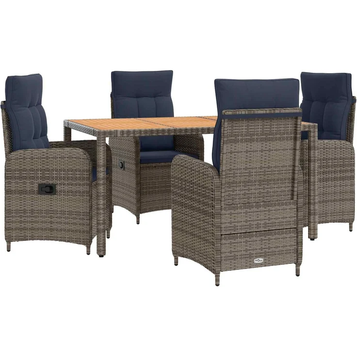 vidaXL Outdoortisch-Set 5 stk. Grey and Navy Blue 150 x 90 x 75 cm 3422282 – Bild 2
