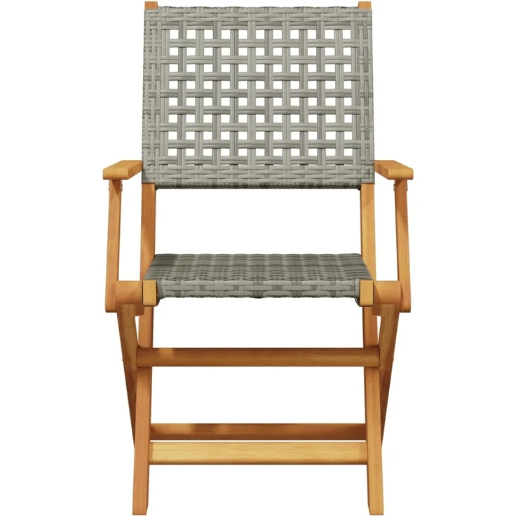 vidaXL Gartenstühle 4 Stk. Klappbar Grau Poly Rattan & Massivholz 3214559 – Bild 3