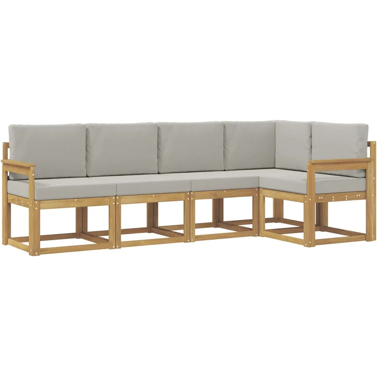 vidaXL Outdoor-Sofagarnitur 5 stk. 5-Sitzer Weiß und Hellgrau 3387620 – Bild 2