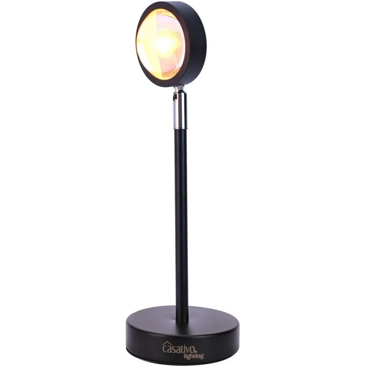 Casativo Projektionslampe LED-Sonnenuntergang Projektionslicht 180°-schwenkbar Deko-Beleuchtung, 10 Watt Leistungsaufnahme, LED fest integriert, Sunset-Projektor 180° schwenkbar, echtes Alu, 10W LED & USB-Anschluss – Bild 3