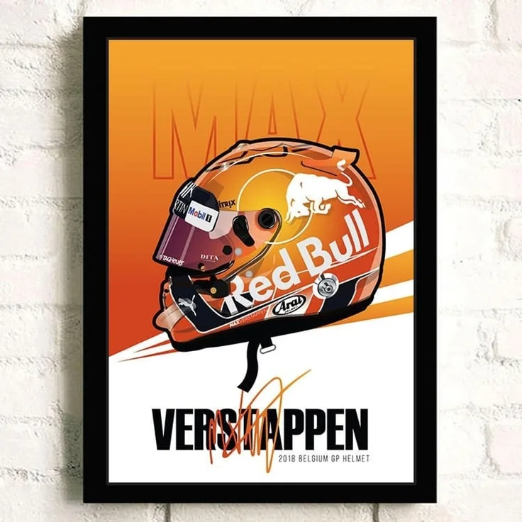Poster Formel 1 Helm Rennfahrer Name Unterschrift · Deko Print ohne Rahmen - F Coulthard / 40x60 cm
