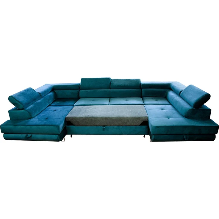 Ecksofa in U-Form AKITA, U-förmige Eckcouch mit Schlaffunktion, ausziehbares Sofa, 2 Bettzeugbehälter, verstellbare Kopfstützen, (Kronos 07), 72x201 cm – Bild 3
