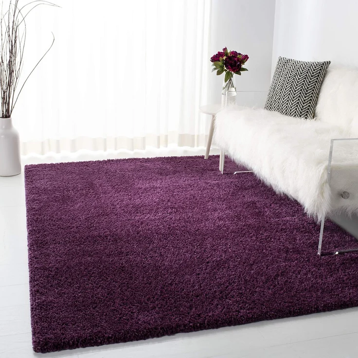 SAFAVIEH Zottelig Teppich für Wohnzimmer, Esszimmer, Schlafzimmer - August Shag Collection, Kurzer Flor, Lila, 122 X 183 cm