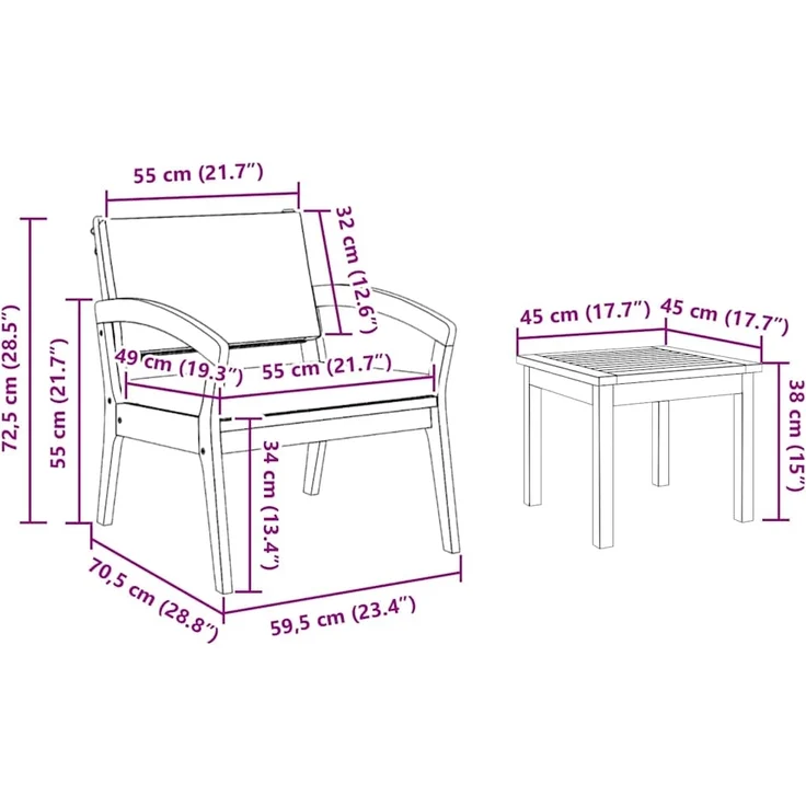 vidaXL Bistrogarnitur mit Kissen 5 pcs Braun Polyester 3328619 – Bild 8