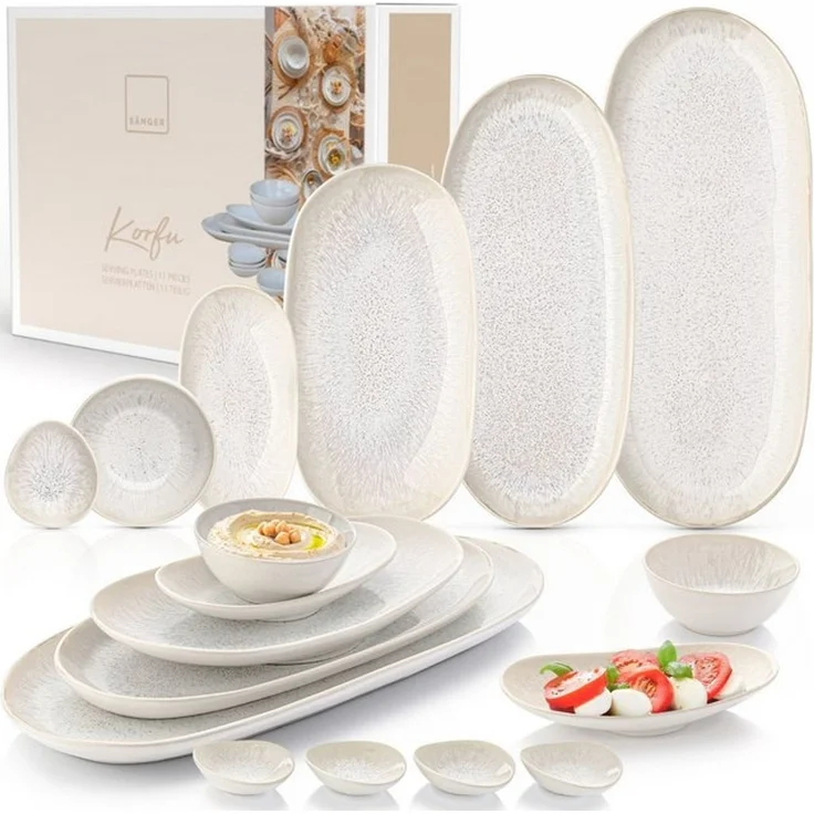 SÄNGER Steingut Servierplatten Set Korfu 11 teilig – Bild 4