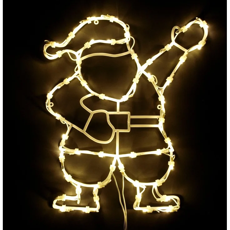 DEGAMO Beleuchtetes Fensterbild WEIHNACHTSMANN, 42x37, 50 LED weiss, Netzbetrieb 230V – Bild 1