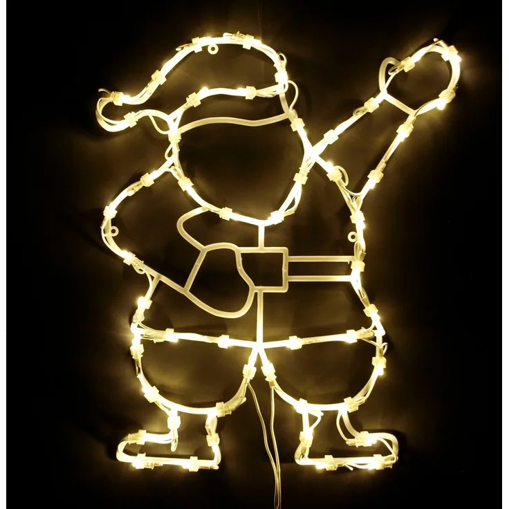 DEGAMO Beleuchtetes Fensterbild WEIHNACHTSMANN, 42x37, 50 LED weiss, Netzbetrieb 230V