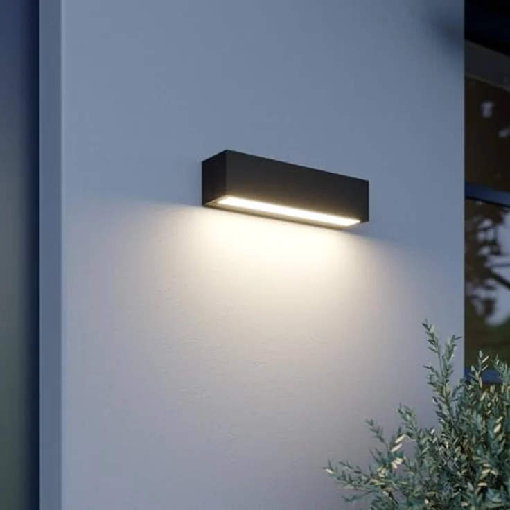 Lucande LED Wandleuchte außen Lengo, 1-flammig, Schwarz, Aluminium, IP65 wasserdicht für Terrasse und Garten – Bild 3