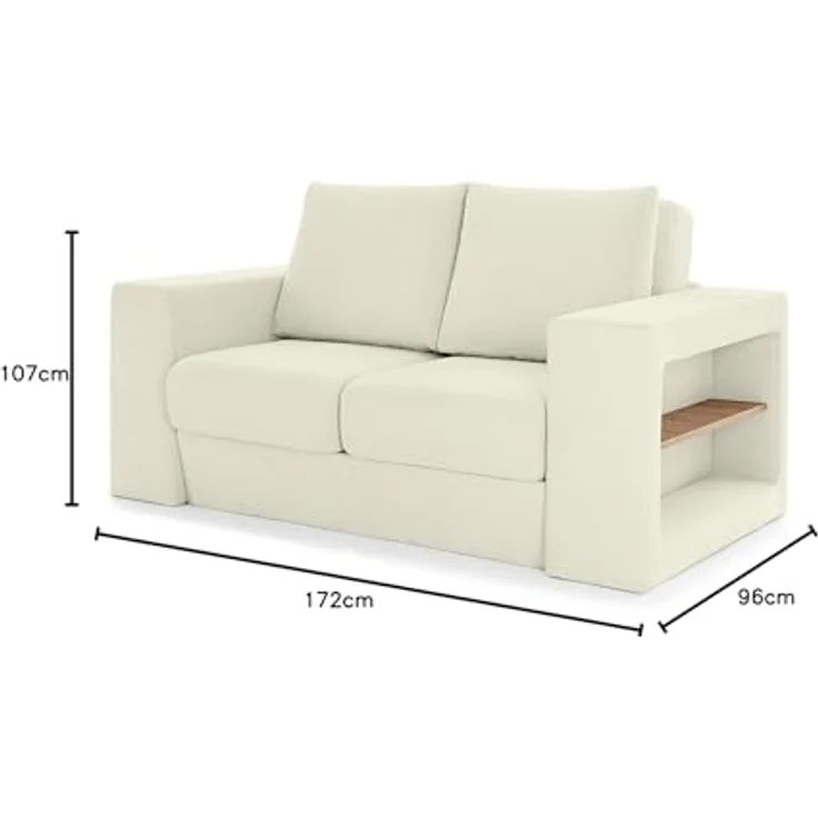 LOOKS by Wolfgang Joop Looks V-2 Designer Sofa mit Hockern und Regal, 2 Sitzer Couch, Funktionssofa, weiß, Sitzbreite 120 cm – Bild 4