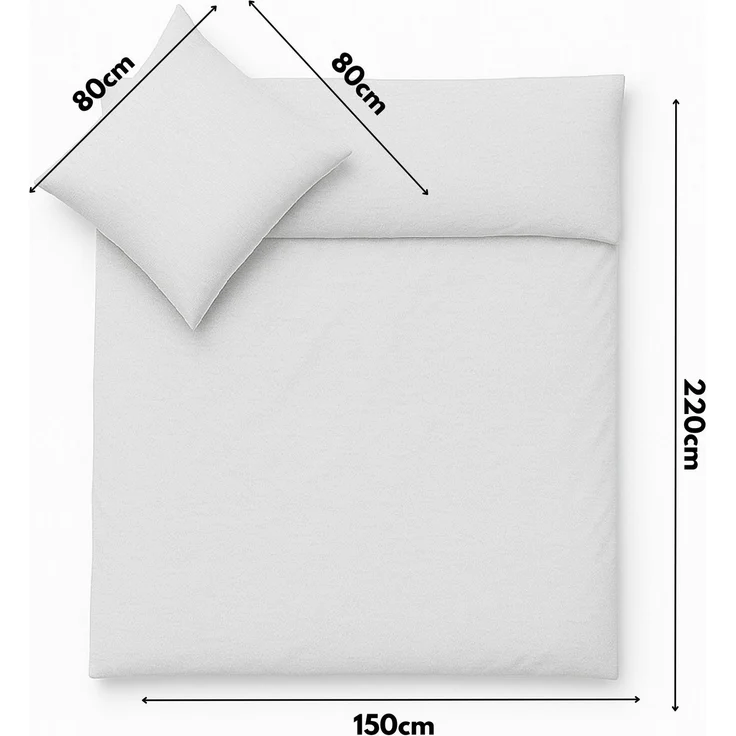 Julido Jersey Bettwäsche 155x220 80x80 Baumwolle Set Druckknopf weich Hellgrau – Bild 2