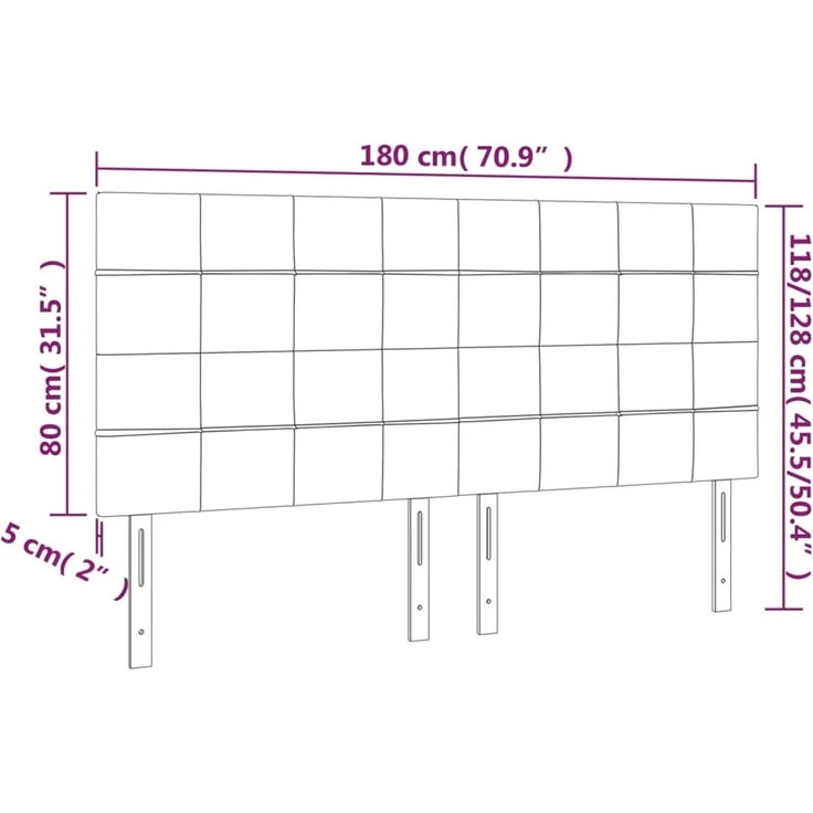 vidaXL Kopfteile 4 Stk. Dunkelgrau 90 x 5 x 78/88 cm Samt 3116393 – Bild 8