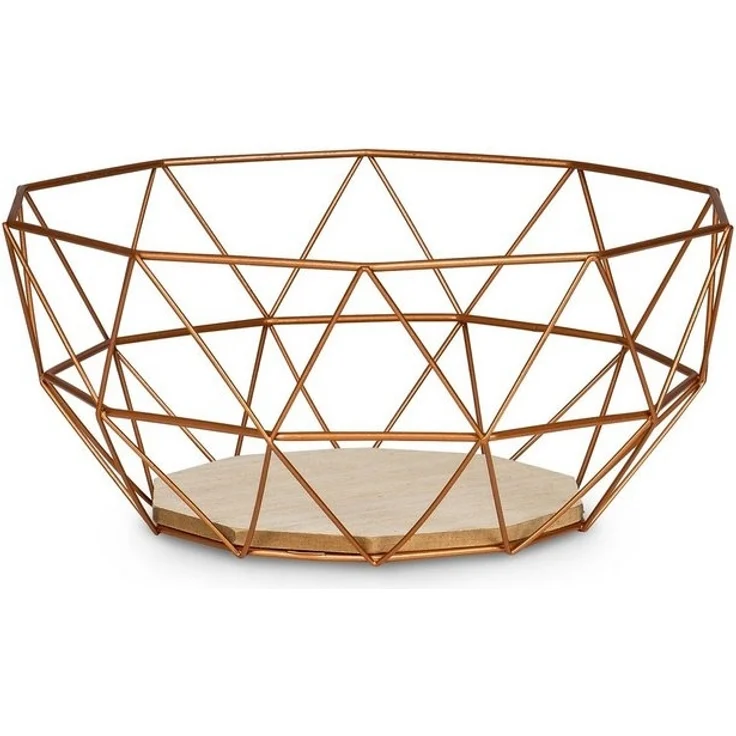 Levandeo® Dekoschale, Korb Metall Kupfer 26x12cm Modern Holz MDF Braun Schüssel Schale – Bild 4