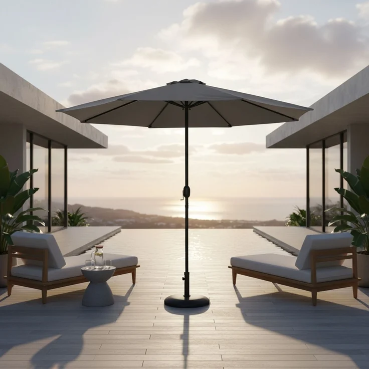 Sonnenschirm Marktschirm Ø3m grau Beleuchtung Strandschirm Gartenschirm UV – Bild 9