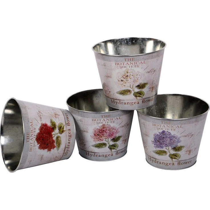 UNUS GARDEN Blumentopf Topf Zink rund Hortensie 4er Set