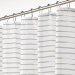 mDesign Duschvorhang Badewannenvorhang Duschgardine Hellgrau Weiß gestreift