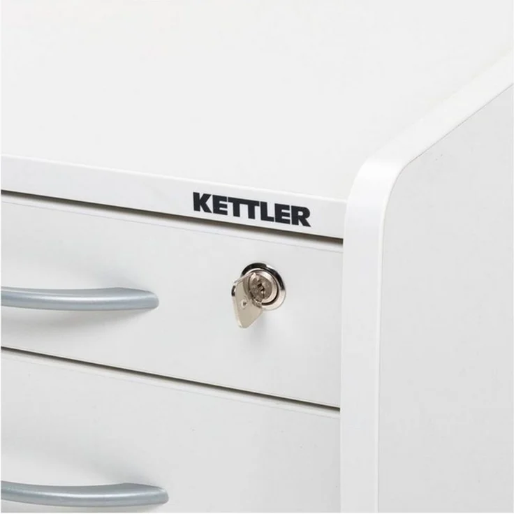 Möbelhandel Klipenstein Rollcontainer Kettler Trio Box Rollschrank Weiß/Silber, 3 Schubladen, abschließbar – Bild 4