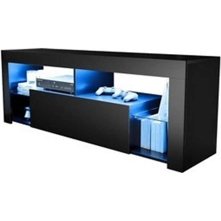 SONNI TV-Schrank Schwarzer TV-Ständer mit LED-Beleuchtung Stilvoll mit 12 Led Farben Beleuchtung – Bild 6