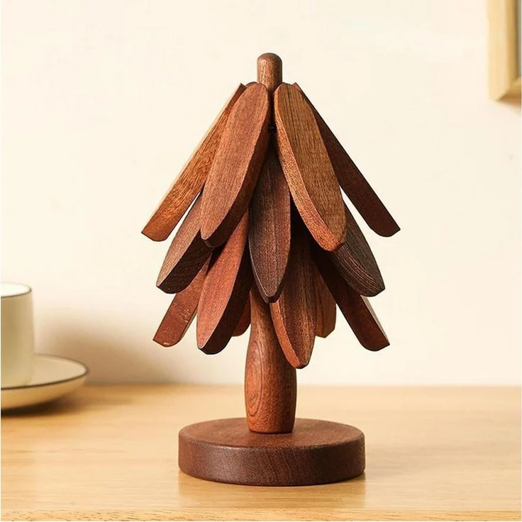 LEMLIT Topfuntersetzer Weihnachtsbaum-Untersetzer und aus Holz,3 Holzuntersetzer, Zubehör für Pfannen,Topfe, Auflaufformen, 2er Set, 2-tlg, dekoratives Servier- und Wohnaccessoire, praktisches Geschenk – Bild 3