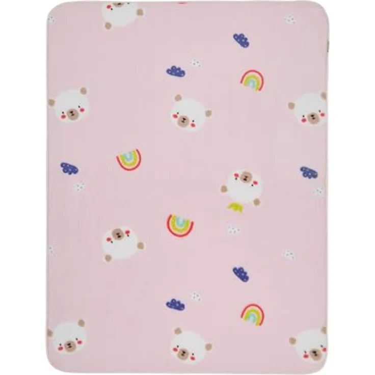 Sterntaler Babydecke Familie Bär, weiche Babydecke aus Plüsch, süßes All-Over Motiv, kurze und langflorige Seite, kuschelig und pflegeleicht, 100×75×1 cm, rosa – Bild 2