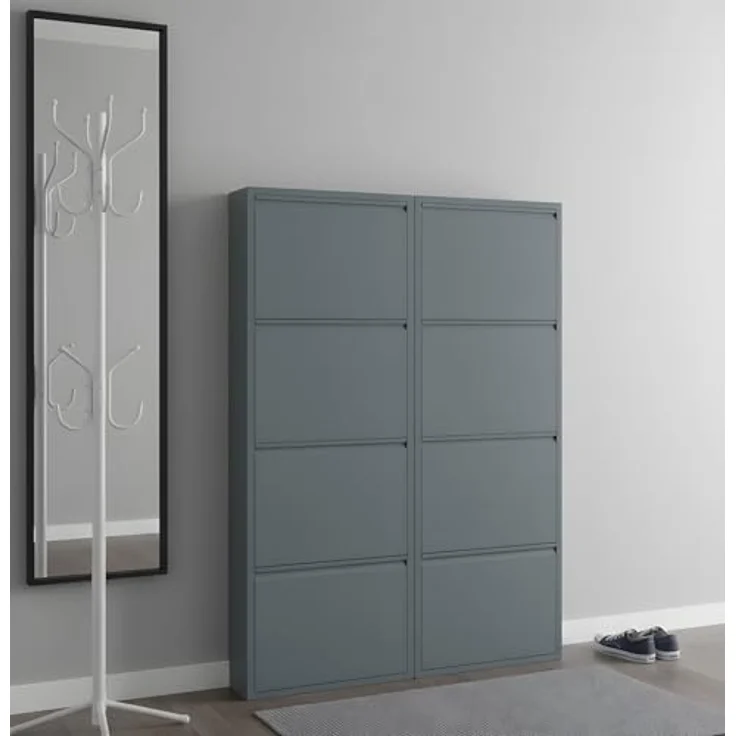ebuy24 Pisa Schuhkipper, Metall grau, 8 Klappen, 100x140x16 cm, Garderobe, Schuhaufbewahrung – Bild 4