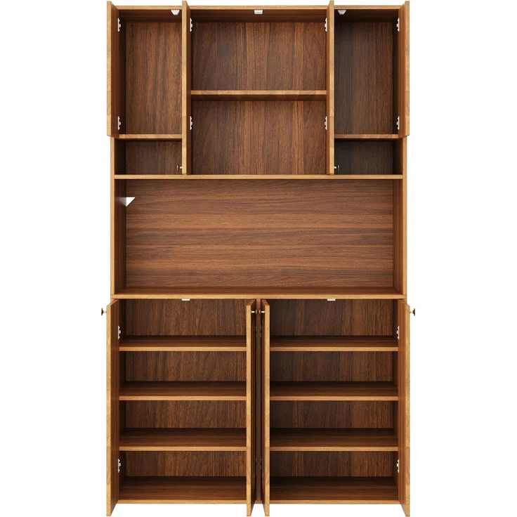ZUBALIYA Sideboard (106 x 40 x 178 cm), LED - Beleuchtung, Gedämpftes Schließen, Fronten in Flechtoptik, Naturfarben – Bild 14