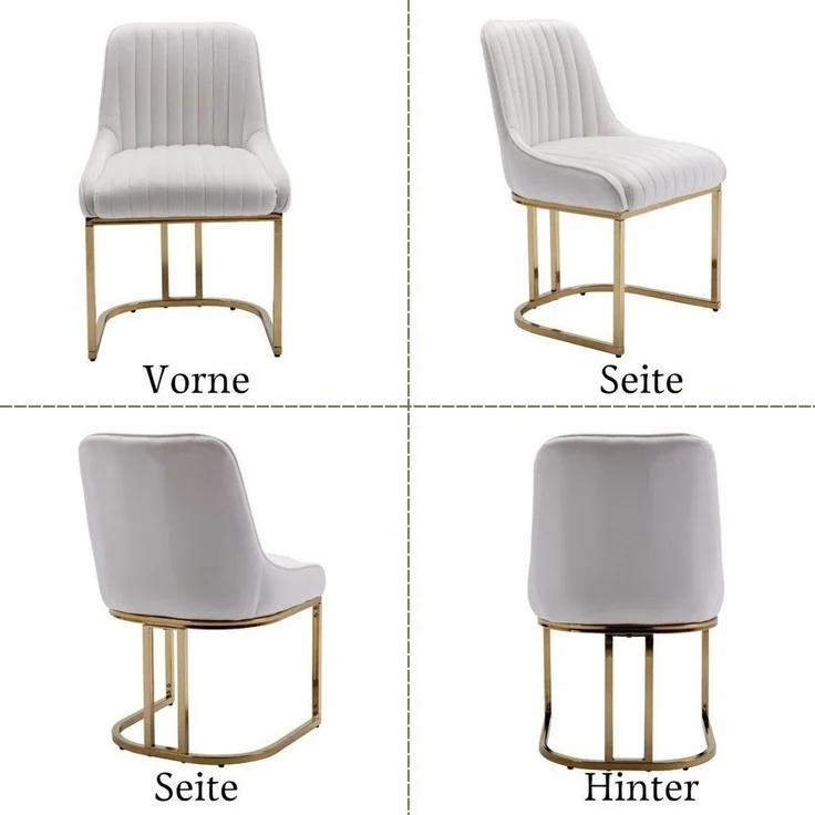 WAHSON OFFICE CHAIRS Esszimmerstuhl 2er Set Küchenstuhl mit goldene Stuhlbeine – Bild 3