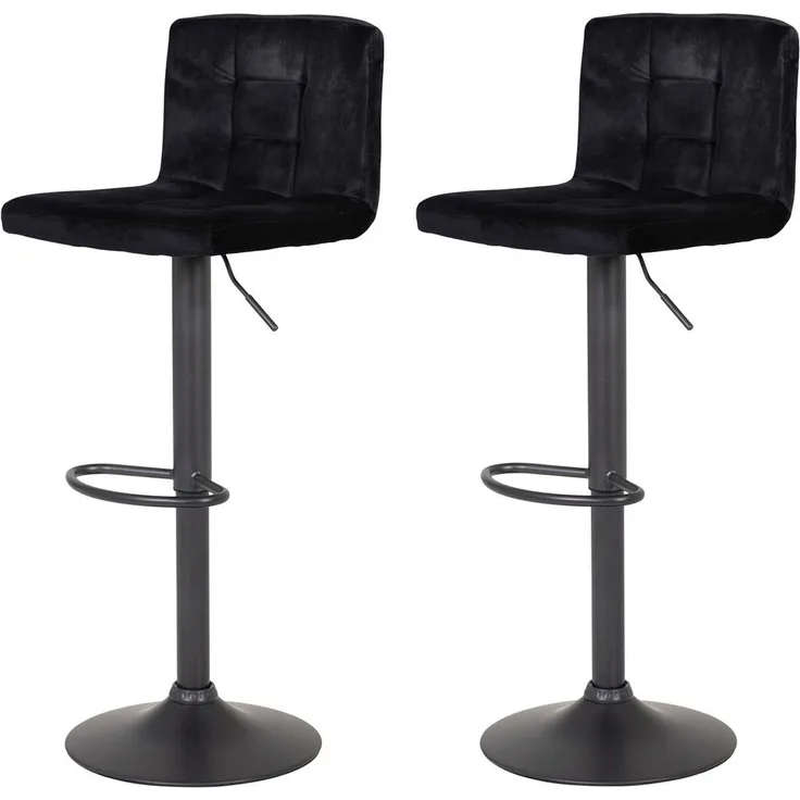 2er Set Barhocker Amanda II - Samtvelour Schwarz