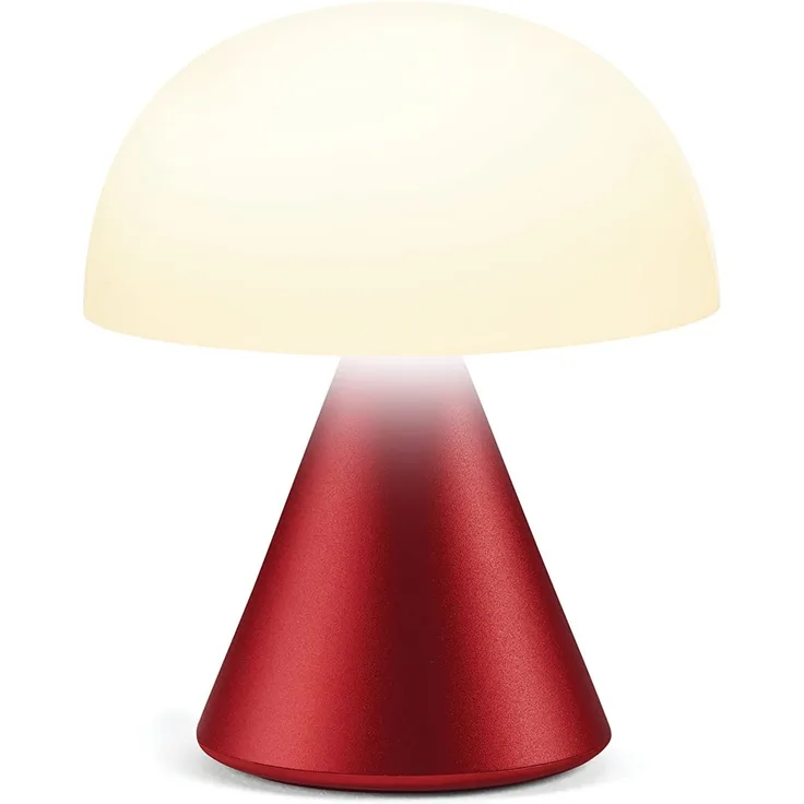 Lexon MINA Mini wiederaufladbare kabellose LED-Tischlampe, für Nachttisch oder Schreibtisch, mit Dimmer, bis zu 12 Stunden Akkulaufzeit - Dunkelrot