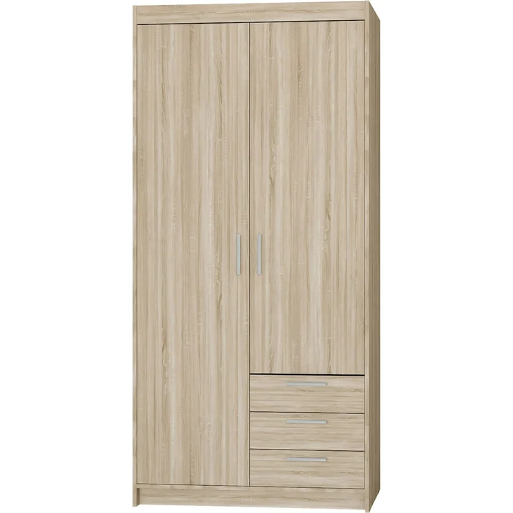 AX LIVING Storicos 2T3S Kleiderschrank Sonoma Eiche, schubladen 89,7cm – Bild 1
