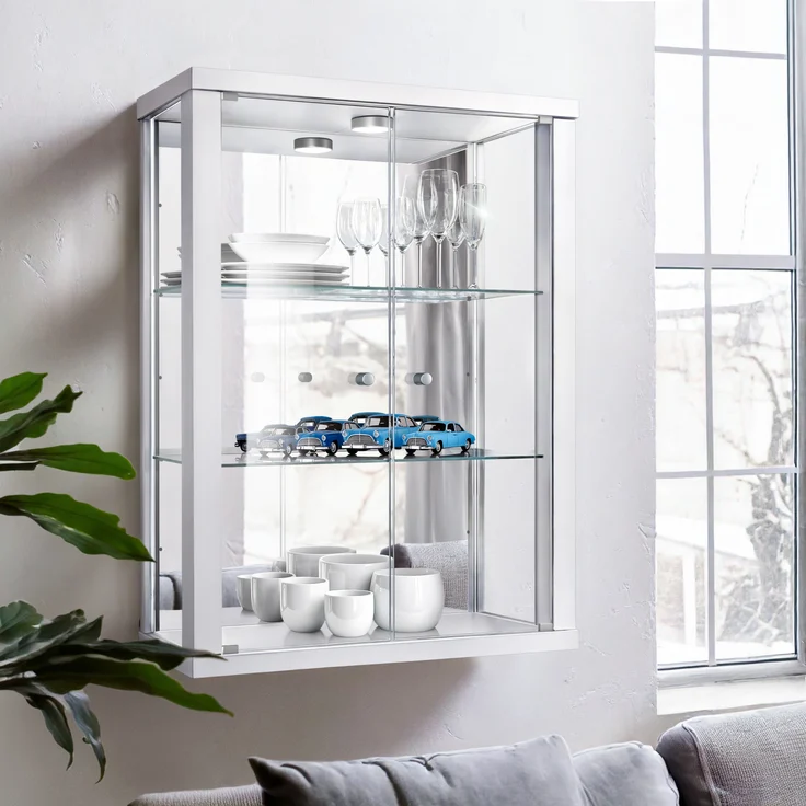 K-Möbel Hängevitrine C1013 (Glasvitrine (80x60x25 cm) mit 2 Glastüren) – Bild 1