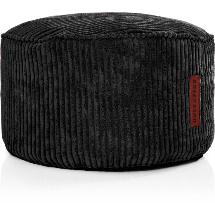 Green Bean® Indoor Sitzhocker Pouf 45x25cm EPS-Perlen Füllung & Cordstoff Kuschelig Weich Waschbar - Schwarz