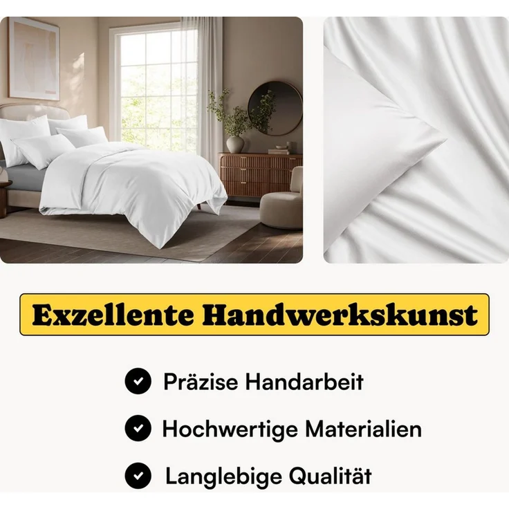 Seralino Bettwäsche Set in Gr. 135x200, 155x220, 200x200 cm, 100% Lyocell (Tencel), Besonders weich & atmungsaktiv – aus natürlichen Eukalyptusfasern – Bild 2