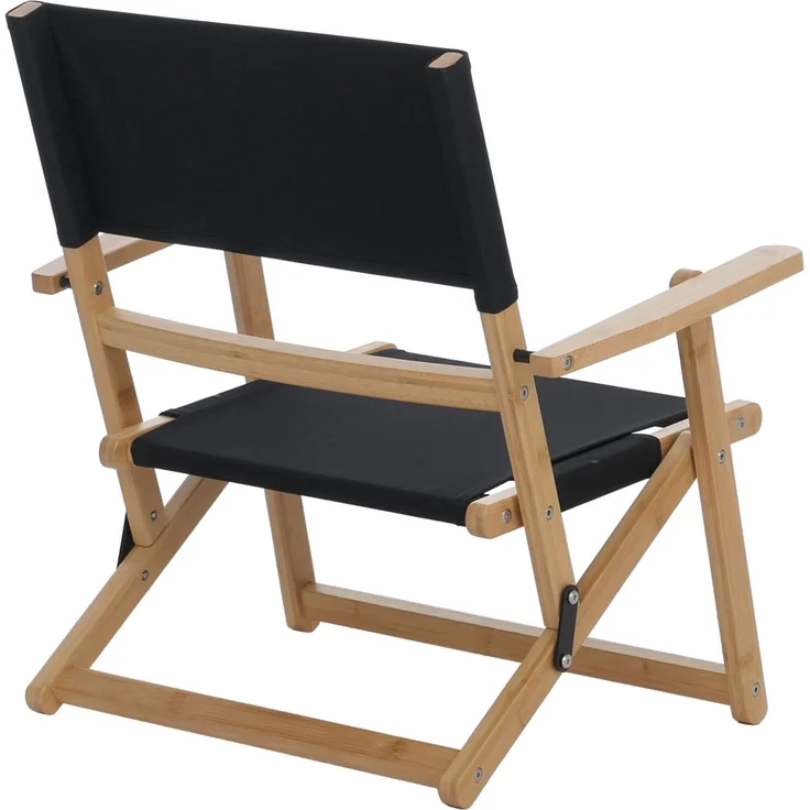 2er-Set Bambus Campingstuhl HWC-Q42, Gartenstuhl Balkonstuhl Freizeitstuhl klappbar Outdoor Stoff/Textil ~ schwarz – Bild 7