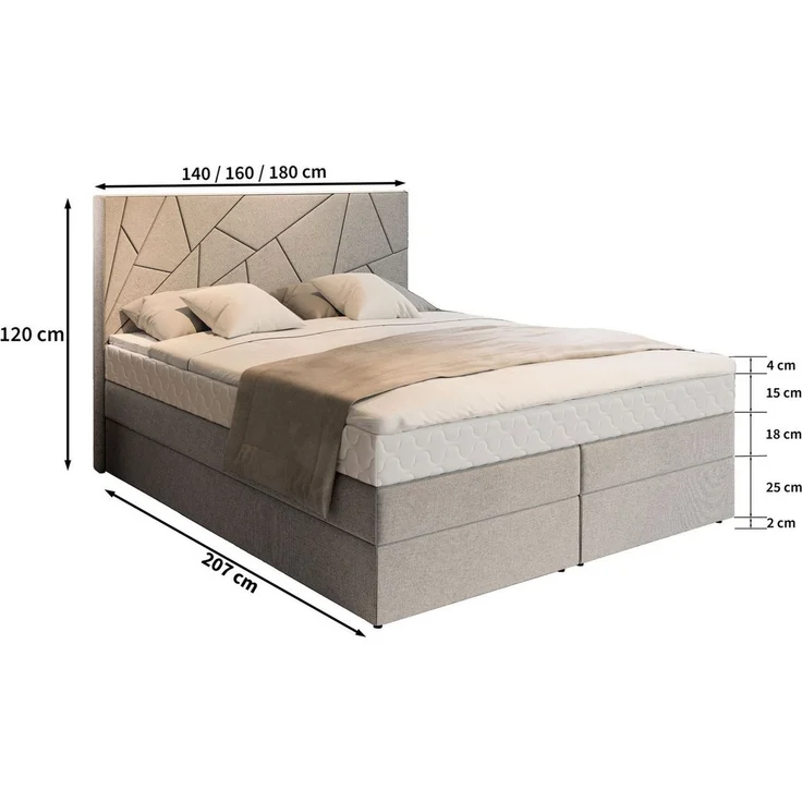 Masseno Boxbett TRANI 180x200 cm mit Bonell Matratze und Topper – Bild 2