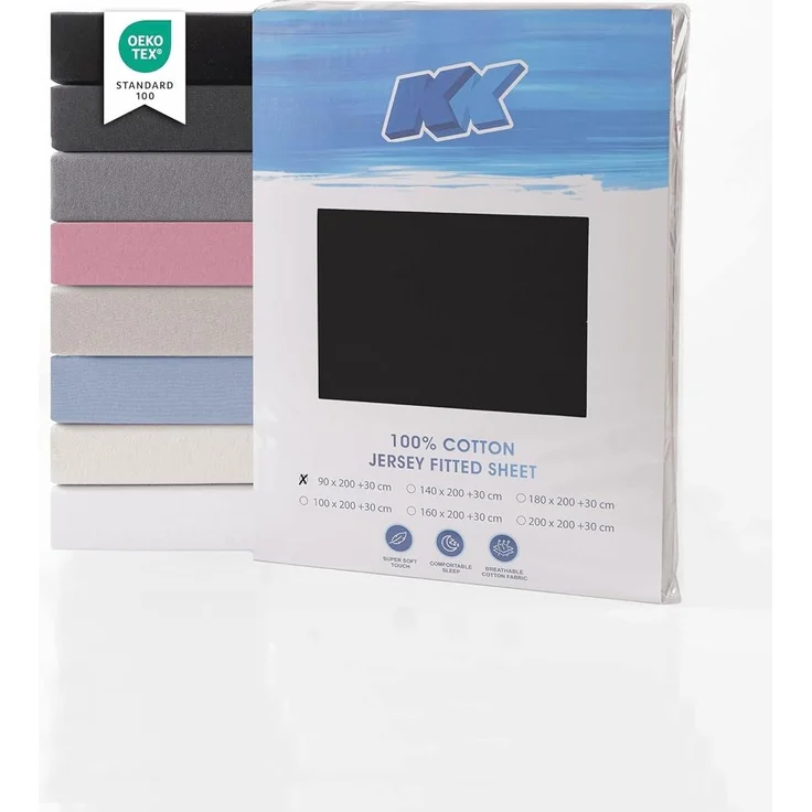 Jersey Spannbettlaken Baumwolle 90x200+30 cm, diverse Farben Schwarz
