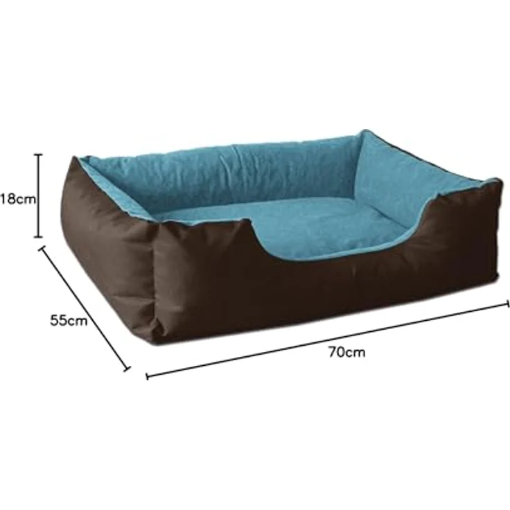 BedDog 'LUPI' Hundebett, waschbar, mit Rand, Cordura / Microfaser-Velours, MOUNTAIN-BLUE (braun/blau), L 70 x B 55 x H 18 cm – Bild 10