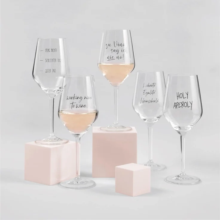 Sand & Soda 9500017 Modernes Weinglas mit trendigem Spruch Liberté, Egalité Weinschorlé, Geschenkbox – Made in Germany – Bild 5