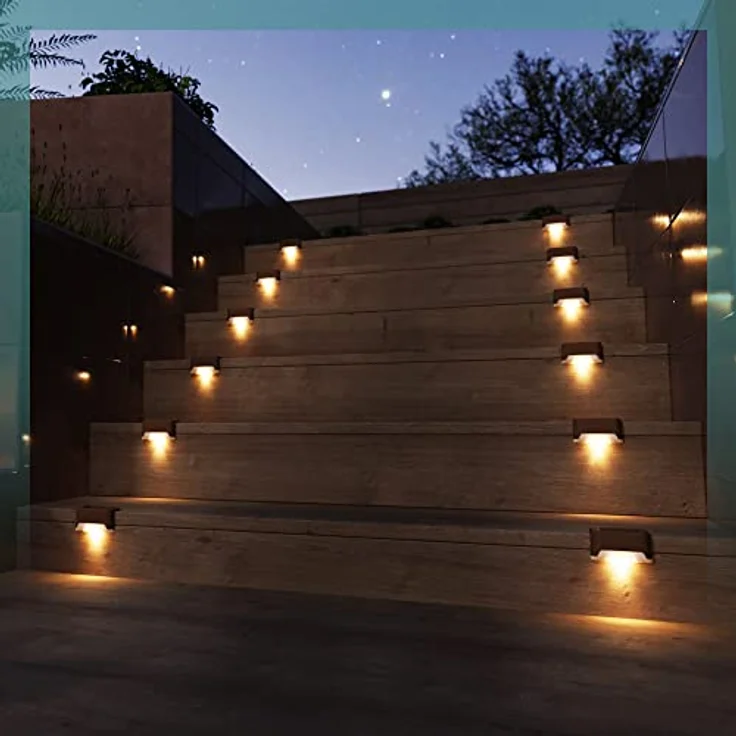 GIGALUMI Solarlampen für außen, Solar Deckleuchten, 16 Stück, wasserdichte, warmweiß, LED Gartenlampen für Garten dekoration, Terrasse, Treppen, Stufen, Zaun – Bild 6