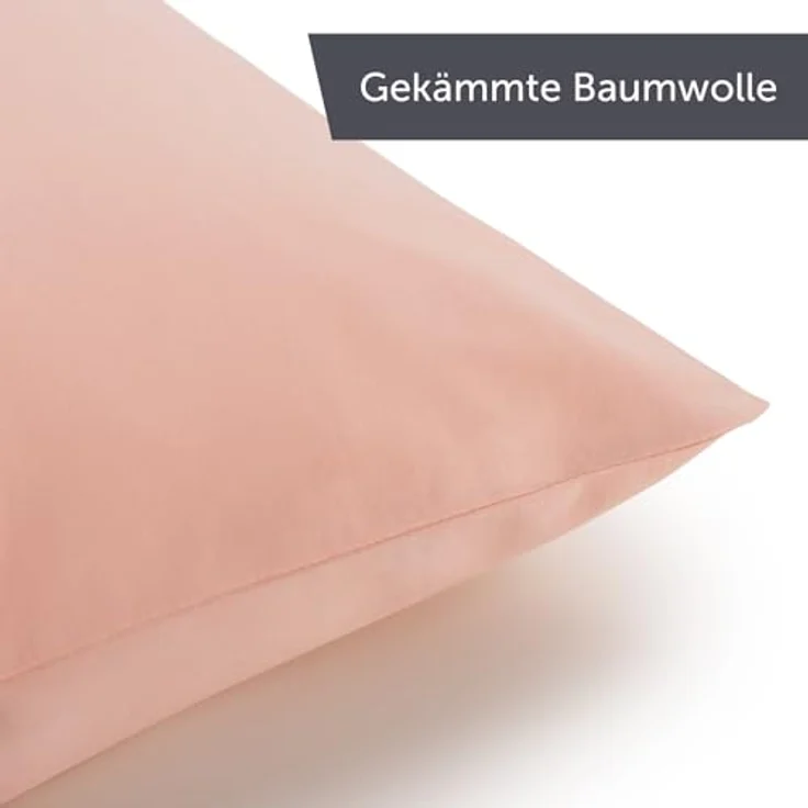 Blumtal Kissenbezug 65x65 cm (2er Set Kissenbezüge) - Rosa - 100% Baumwoll-Jersey, Oeko-Tex Zertifiziert, Kissenbezüge 65x65 - Jersey Kissenhülle für Deko-Kissen 65x65 mit Reißverschluss – Bild 8