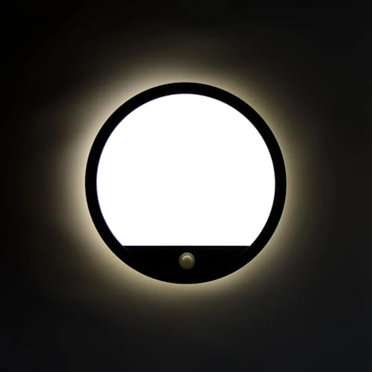 TELEFUNKEN LED Außenwandleuchte, Außenlampe mit Bewegungsmelder und Dämmerungssensor, 15 Watt, 2000 Lumen, 4000 Kelvin, IP44, Rund, Weiß, Ø 28cm, Backlight Effekt – Bild 2