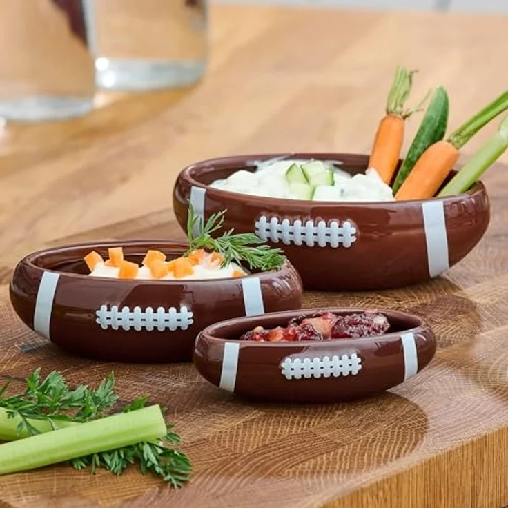 40YARDS Snackschale American Football Snack- & Dipschalen / Schüsseln, Keramik, (3 kleine Schalen: 16, 13, 10 cm) – Bild 5