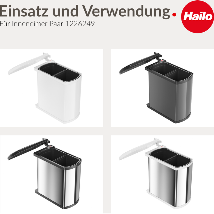 Hailo Inneneimer PAAR 1226249 schwarz 2x8 Liter 185x170x365 mm für DUO – Bild 4