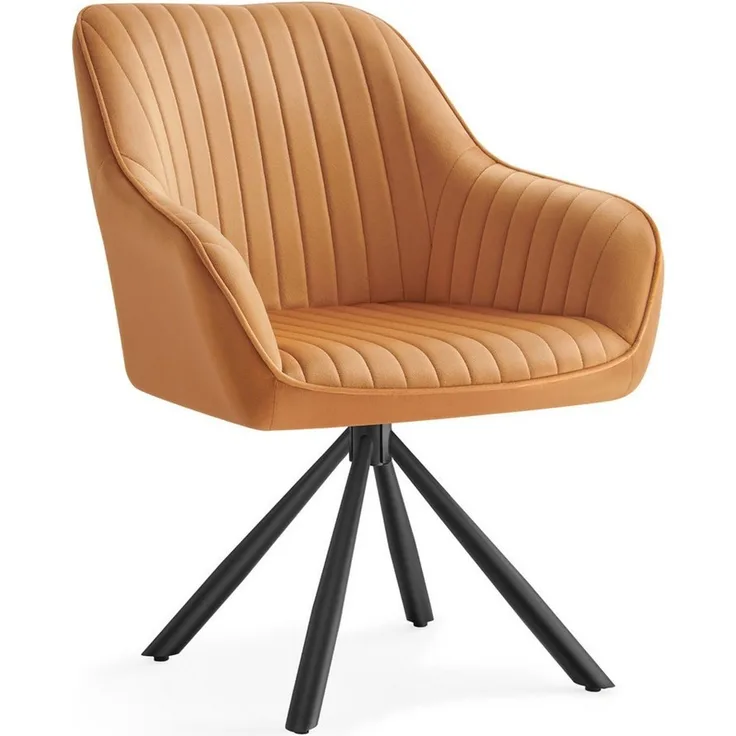 SONGMICS Esszimmerstuhl mit Armlehnen, Samt, 60 x 60 x 81,5 cm, Grün, Karamellbraun