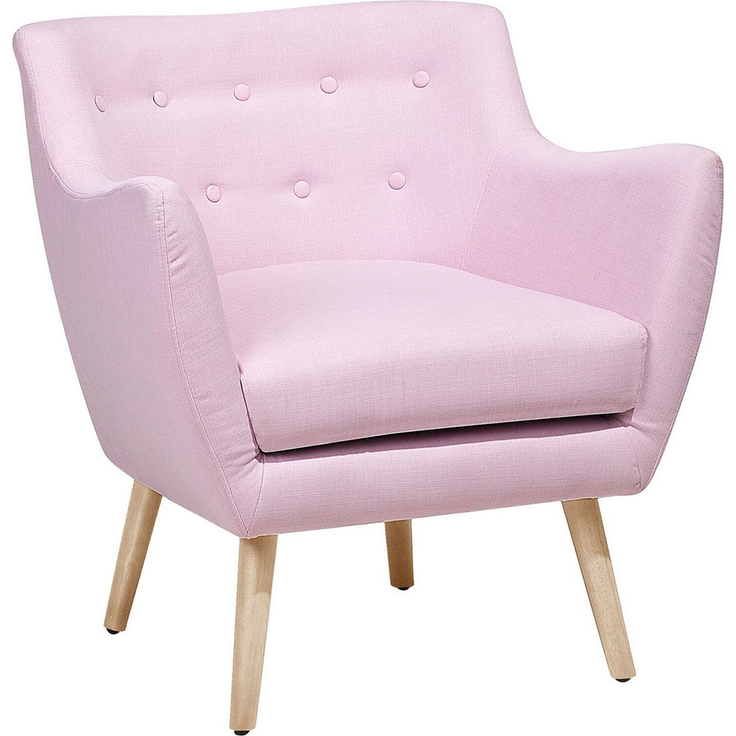 Sessel Polsterbezug pastellrosa / heller Holzfarbton DRAMMEN