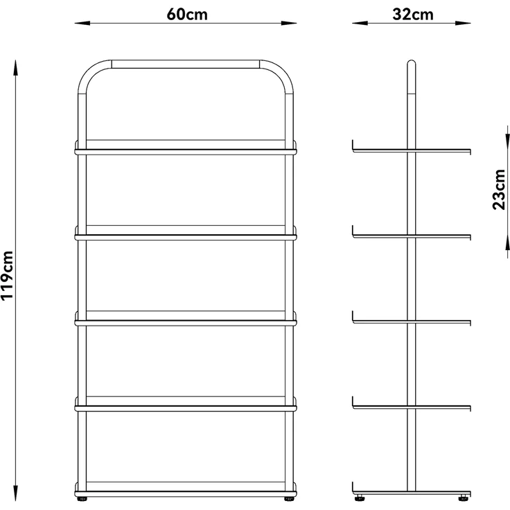 Schuhregal Poytya Stahl 119x60x32 cm Schwarz [en. casa] – Bild 4