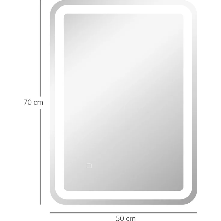 MELAYR, Badezimmerspiegel, beleuchtet, Touch-Steuerung, beschlagfrei, dimmbar, 3 Lichtfarben, 50x70 Silber – Bild 5