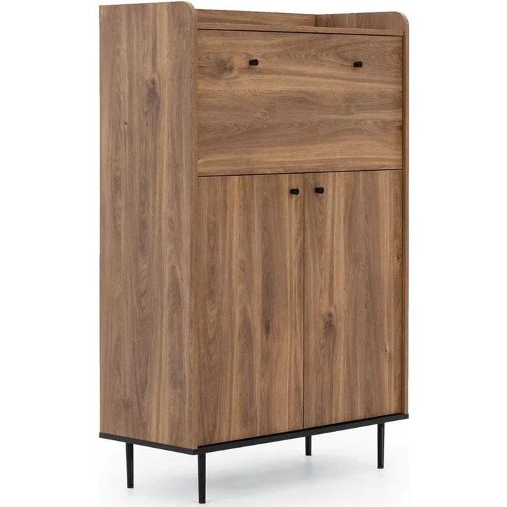 Lomadox Barschrank VAREDO-132 in Eiche Nb. Wohnzimmer Möbel im modernen Vintage Design 90/140/40 cm – Bild 1