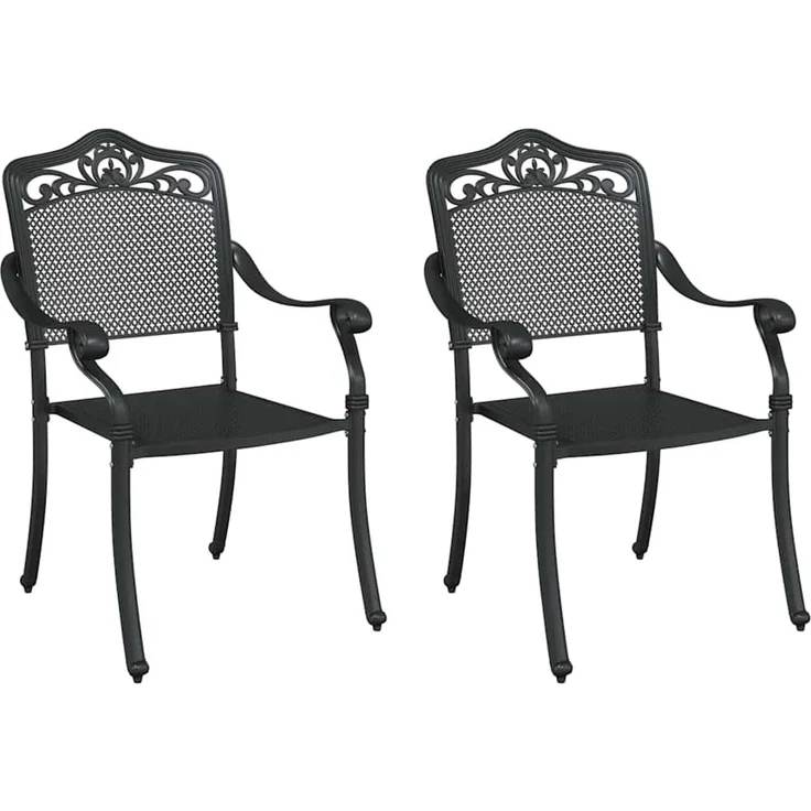 2er Set Gartenstuhl, Balkonstuhl Schwarz 55 x 55 x 92,5 cm Aluminium – Bild 2