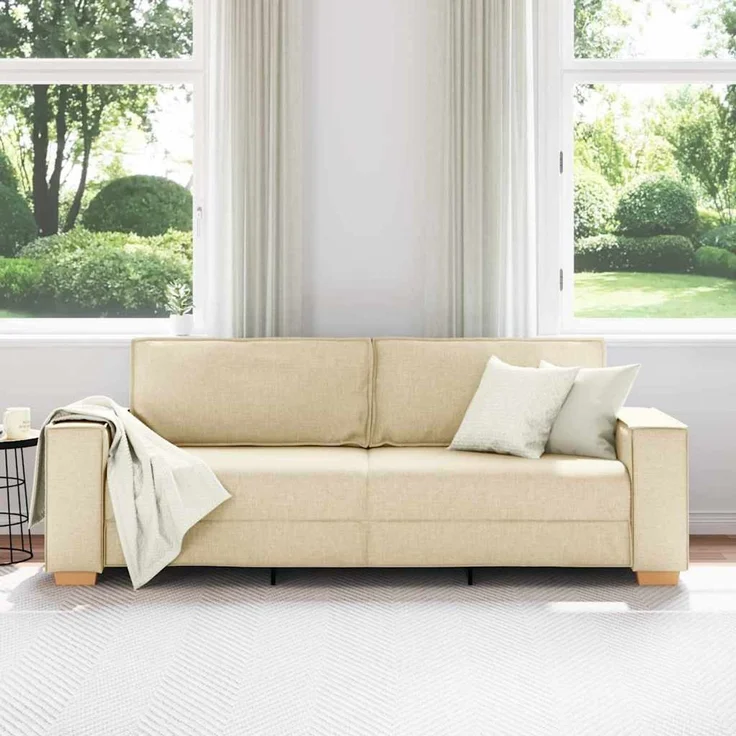 vidaXL Sofa Creme 220 x 80 x 84 cm Stoff 4104997 – Bild 2