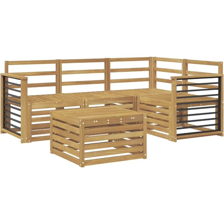 vidaXL Outdoor-Sofagarnitur 5 stk. Weiß Massivholz Akazie 3391804 – Bild 2